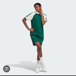 Adidas Women's polo Dress in Green and Cream
